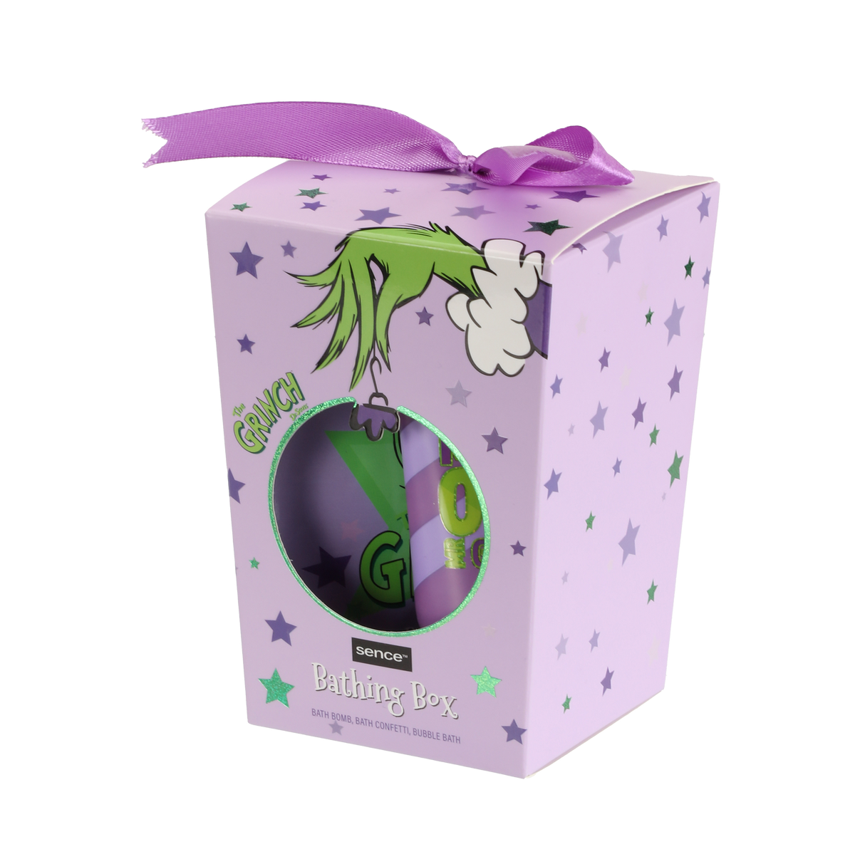 Coffret (Bain moussant, Confettis, Bombe de bain) Grinchmas
