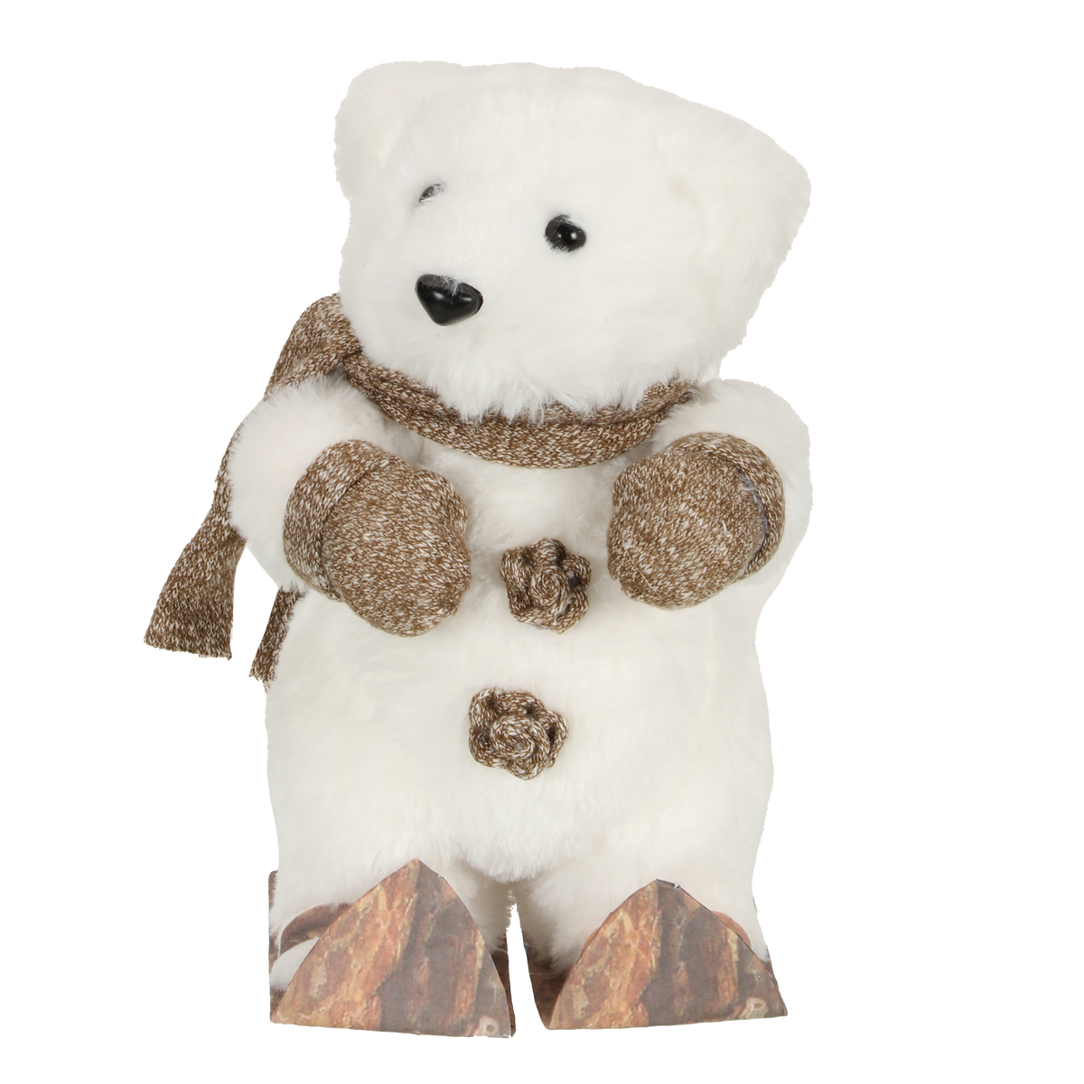 Ours de Noël en polyfoam avec gants et ski 23 cm
