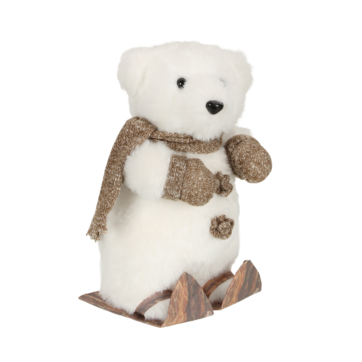 Ours de Noël en polyfoam avec gants et ski 23 cm