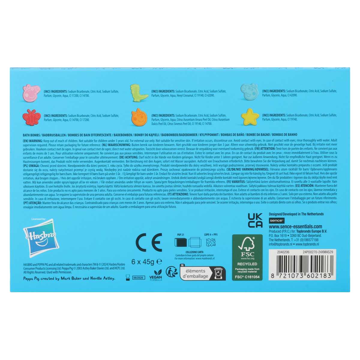 Coffret 6 bombes de bain Peppa Pig