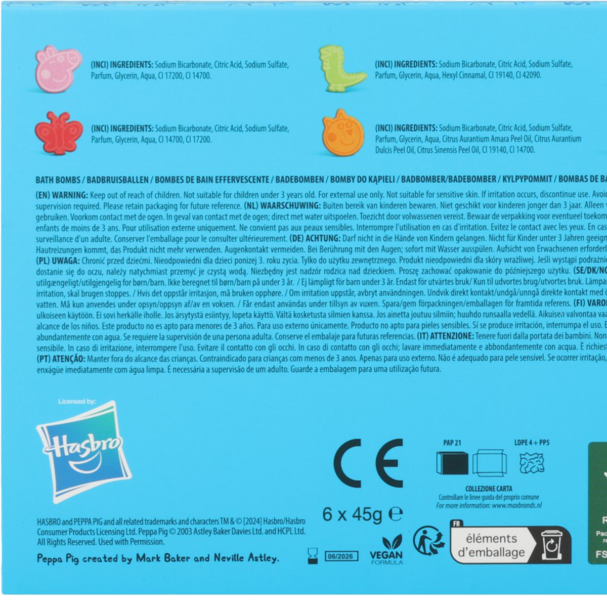 Coffret 6 bombes de bain Peppa Pig