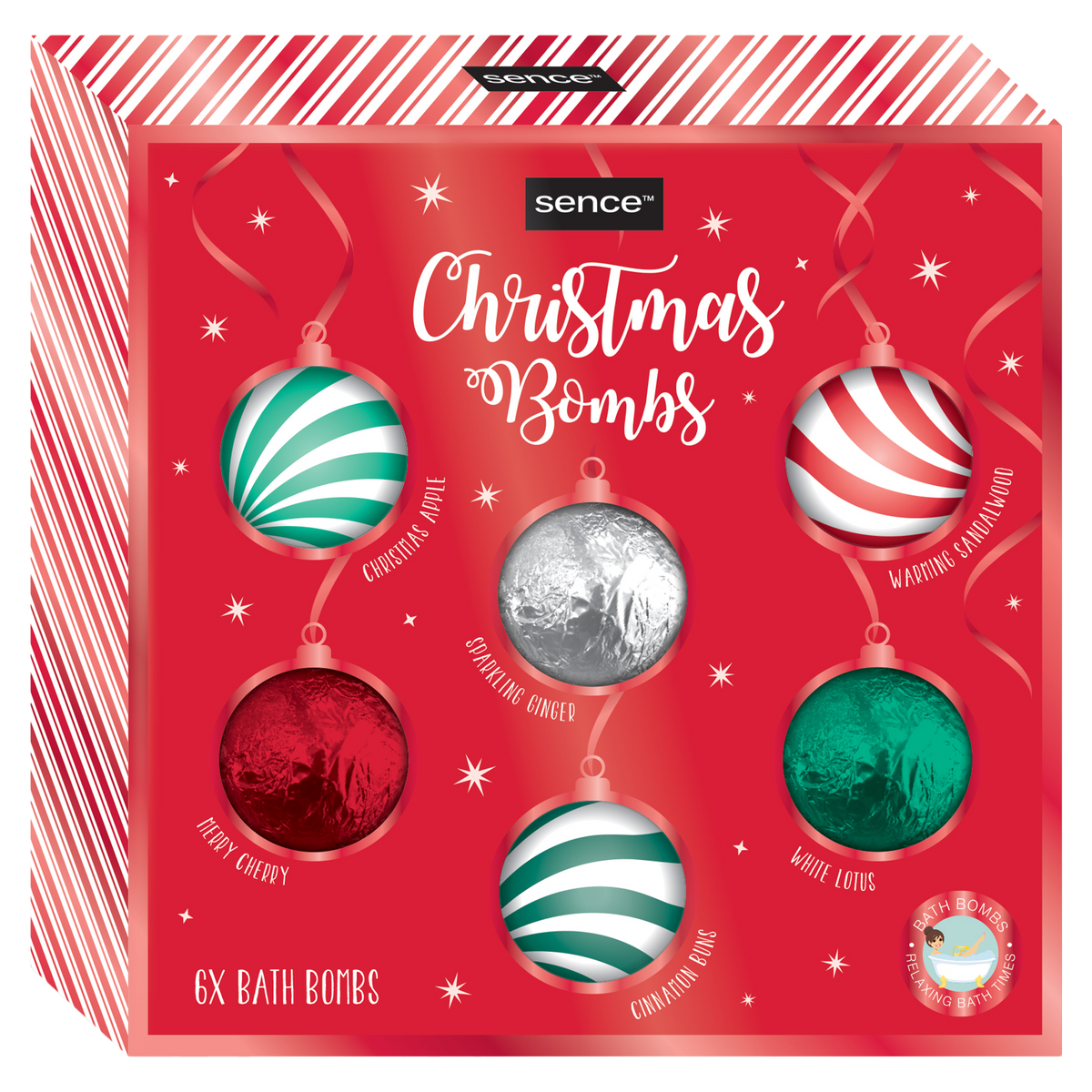 Coffret cadeau bombe de bain de Noël effervescente x6