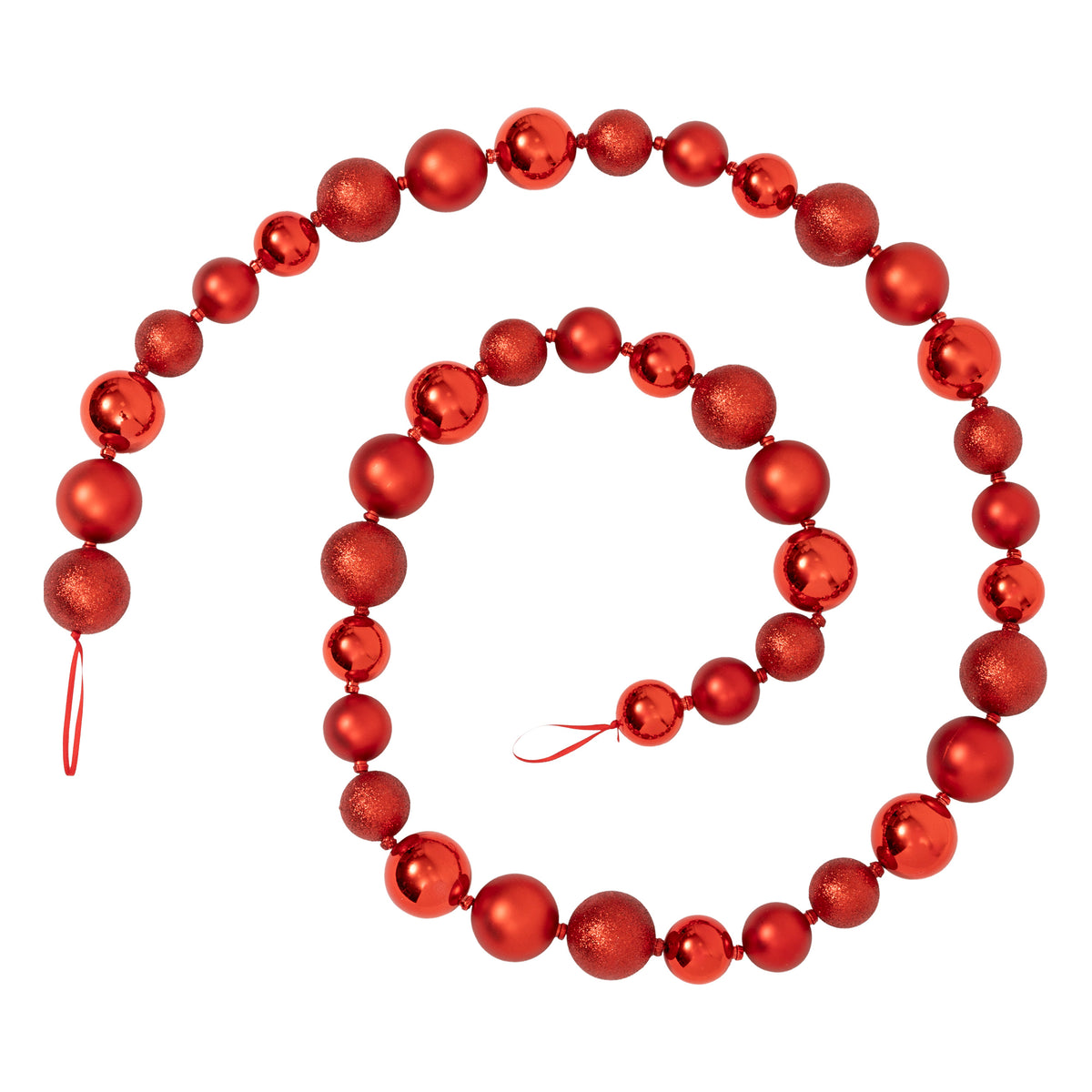 Guirlande XXL 200 cm boules rouges décoratives en plastique
