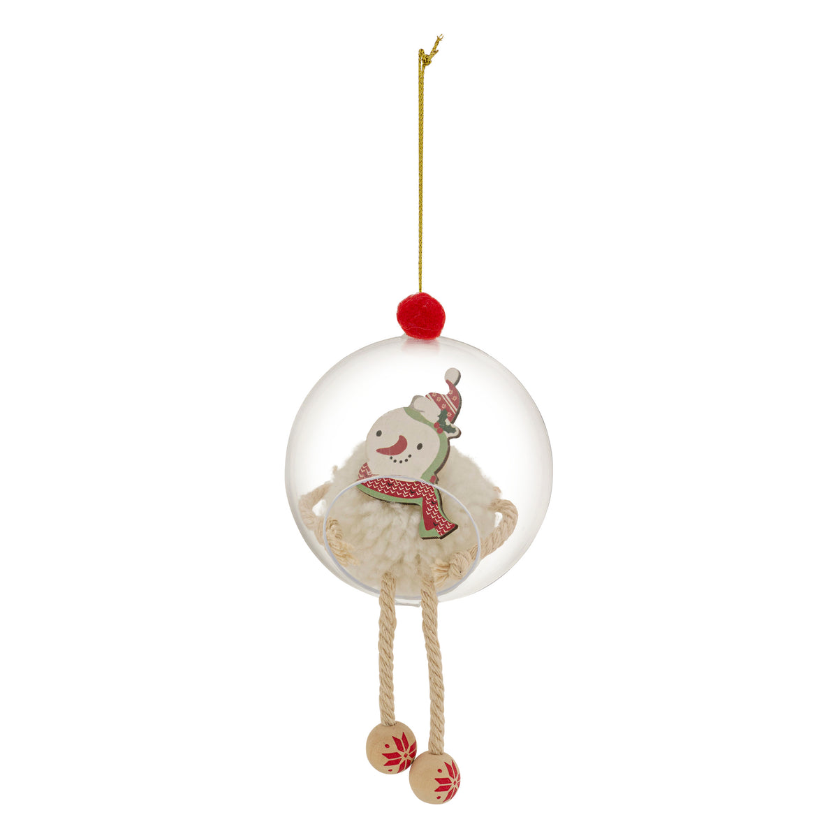 Suspension boule de neige avec bonhomme de neige pompom