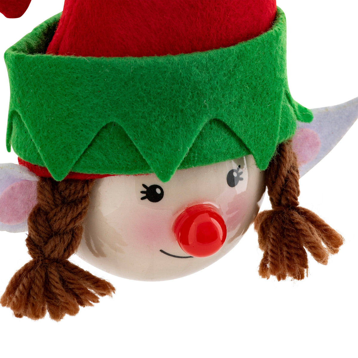 Boule de Noël tête de lutin fille 7,5cm