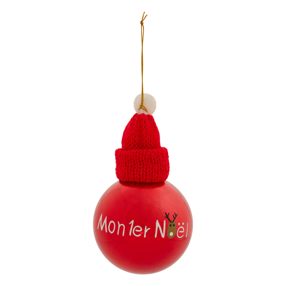 Boule de Noël « Mon 1er Noël » rouge 8 cm