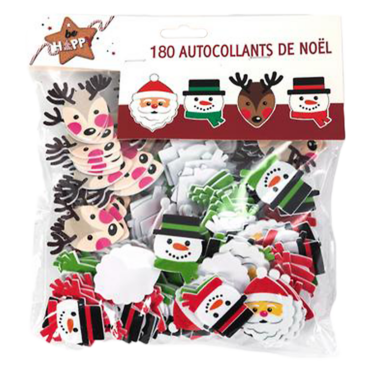 Sachet de 180 autocollants de Noël