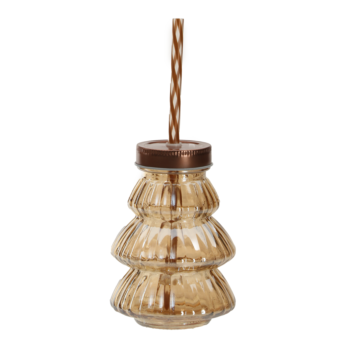 Jar en verre forme sapin avec paille