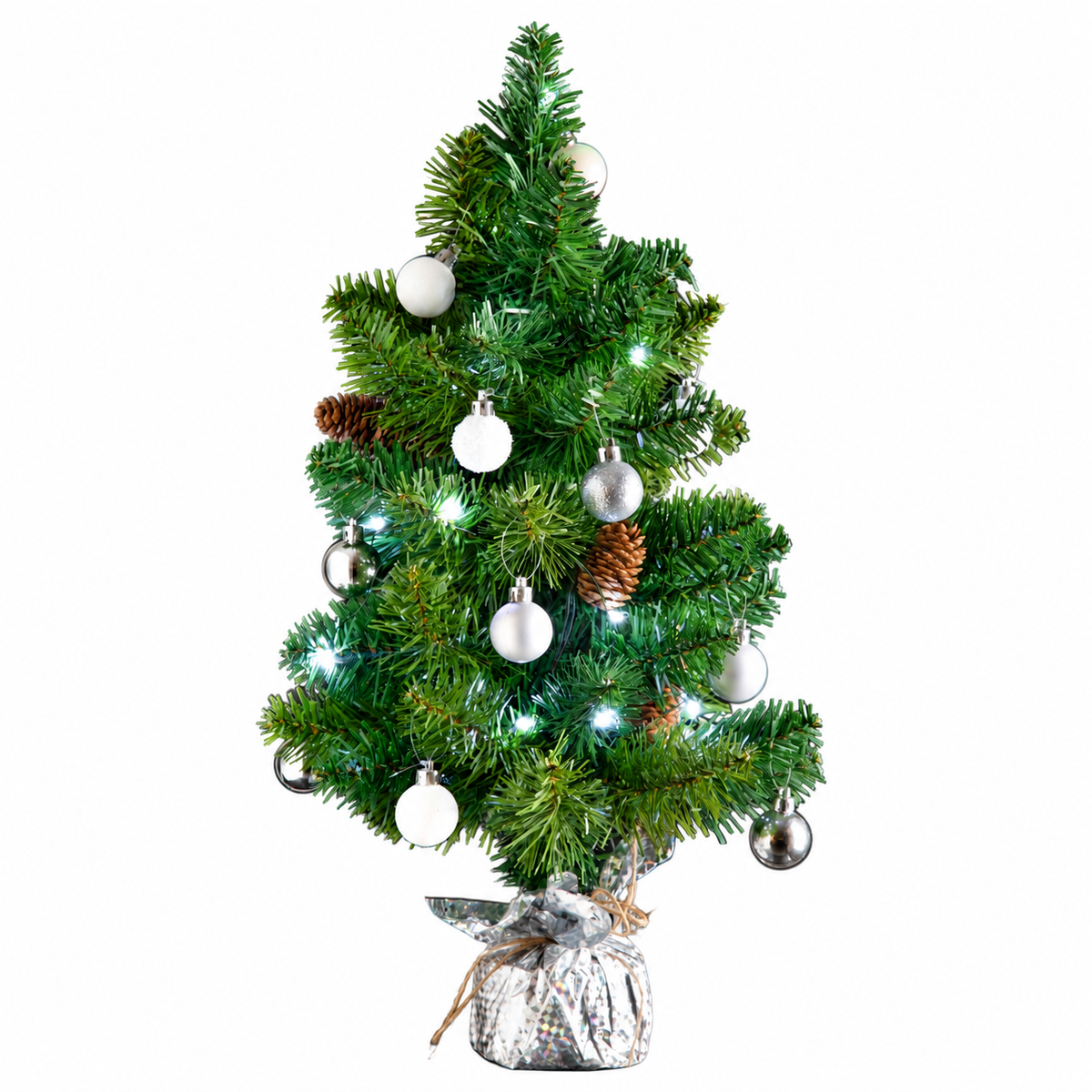 Sapin de Noël décoré avec guirlande LED 50 cm