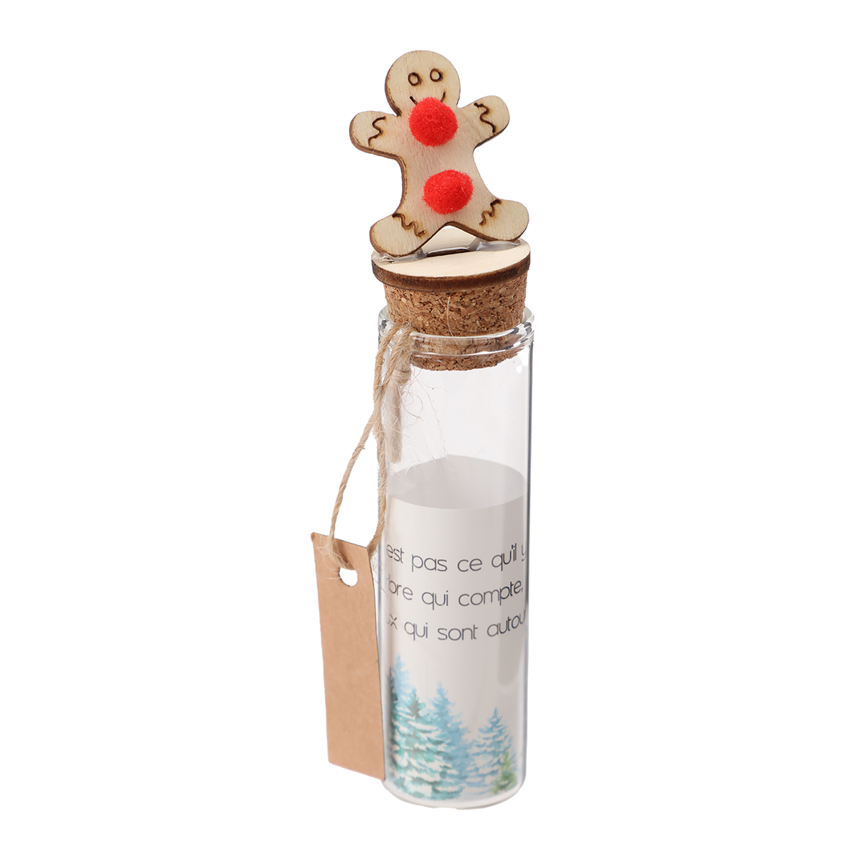 Bouteille à vœux de Noel en verre