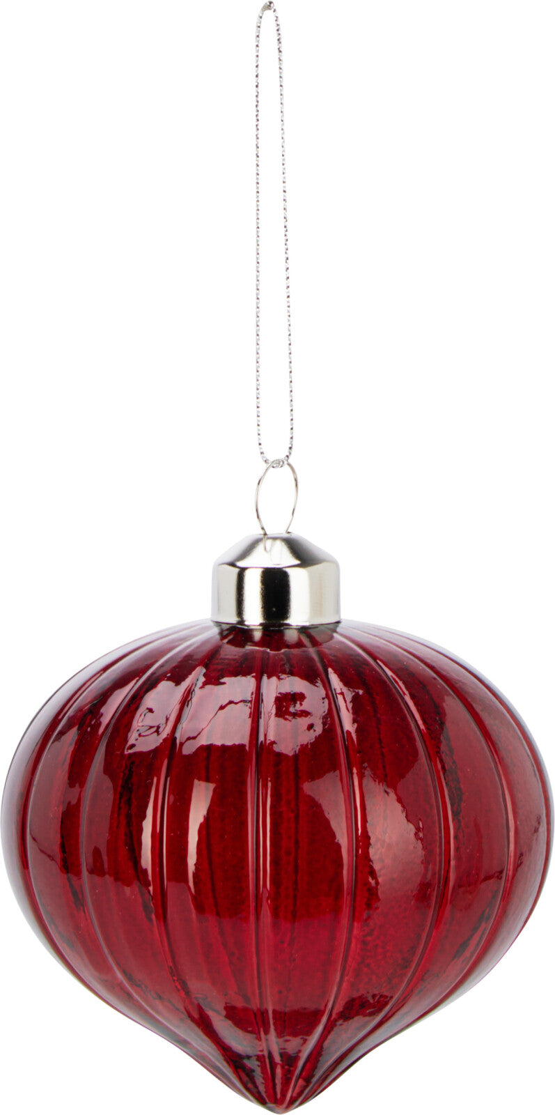 Boule de Noël en verre forme oignon rouge