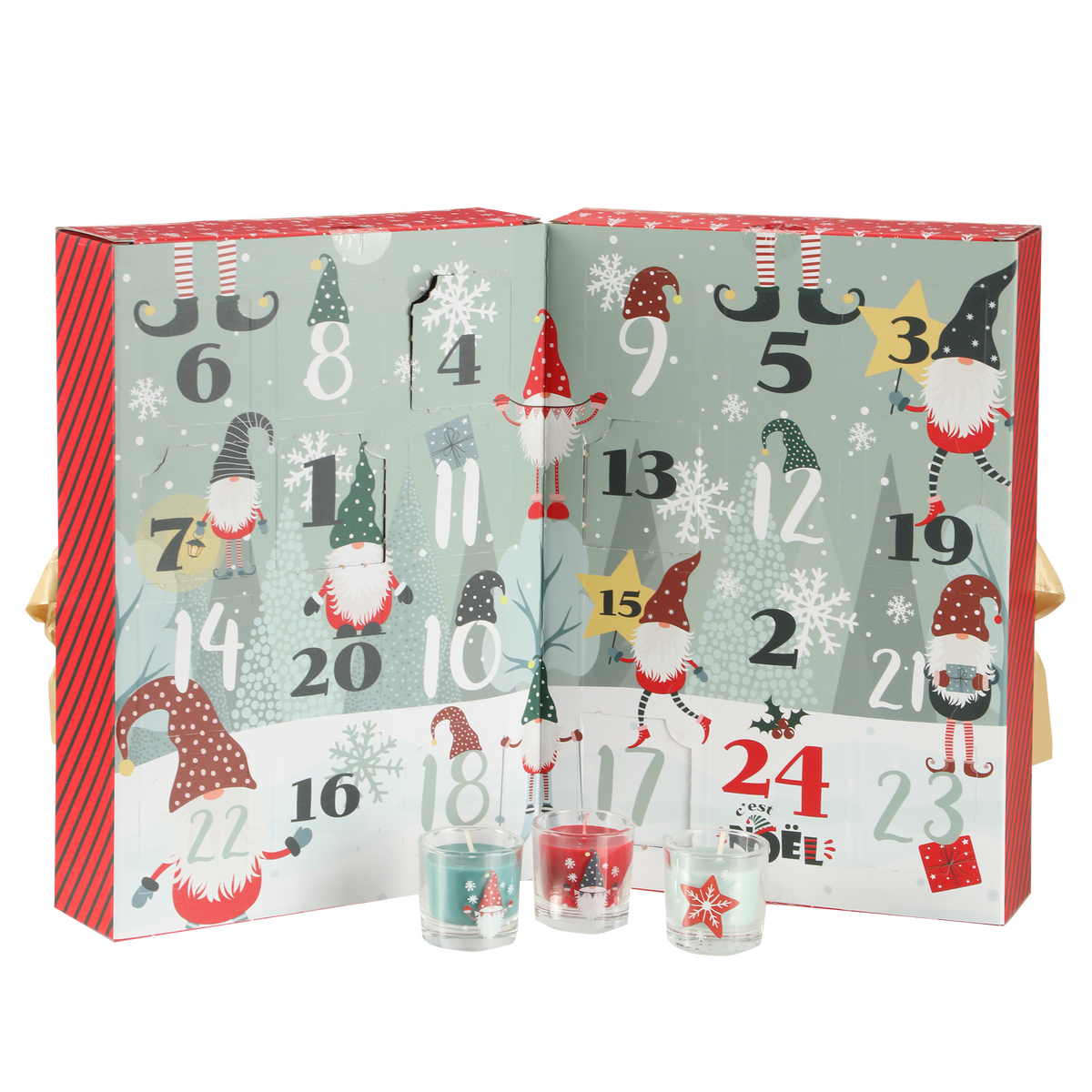 Calendrier de l’Avent, décor traditionnel – 24 bougies