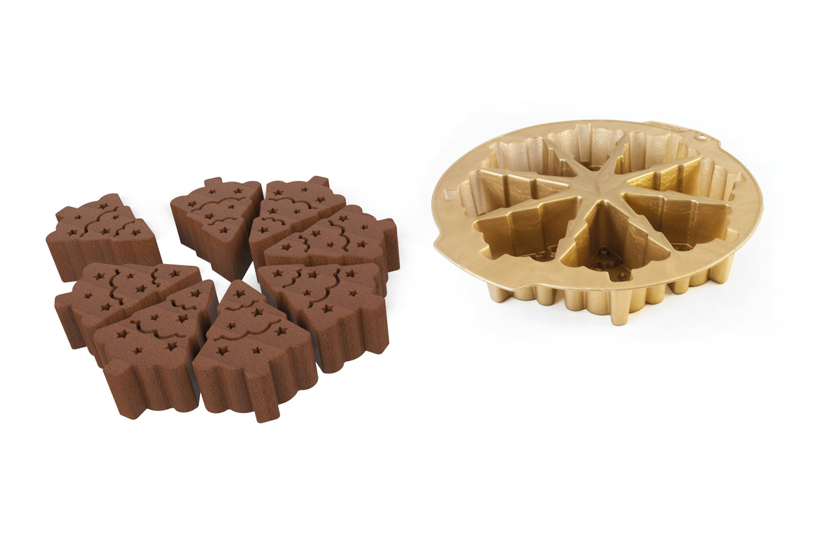 Moule à gâteaux en silicone 8 sapins  - Marron