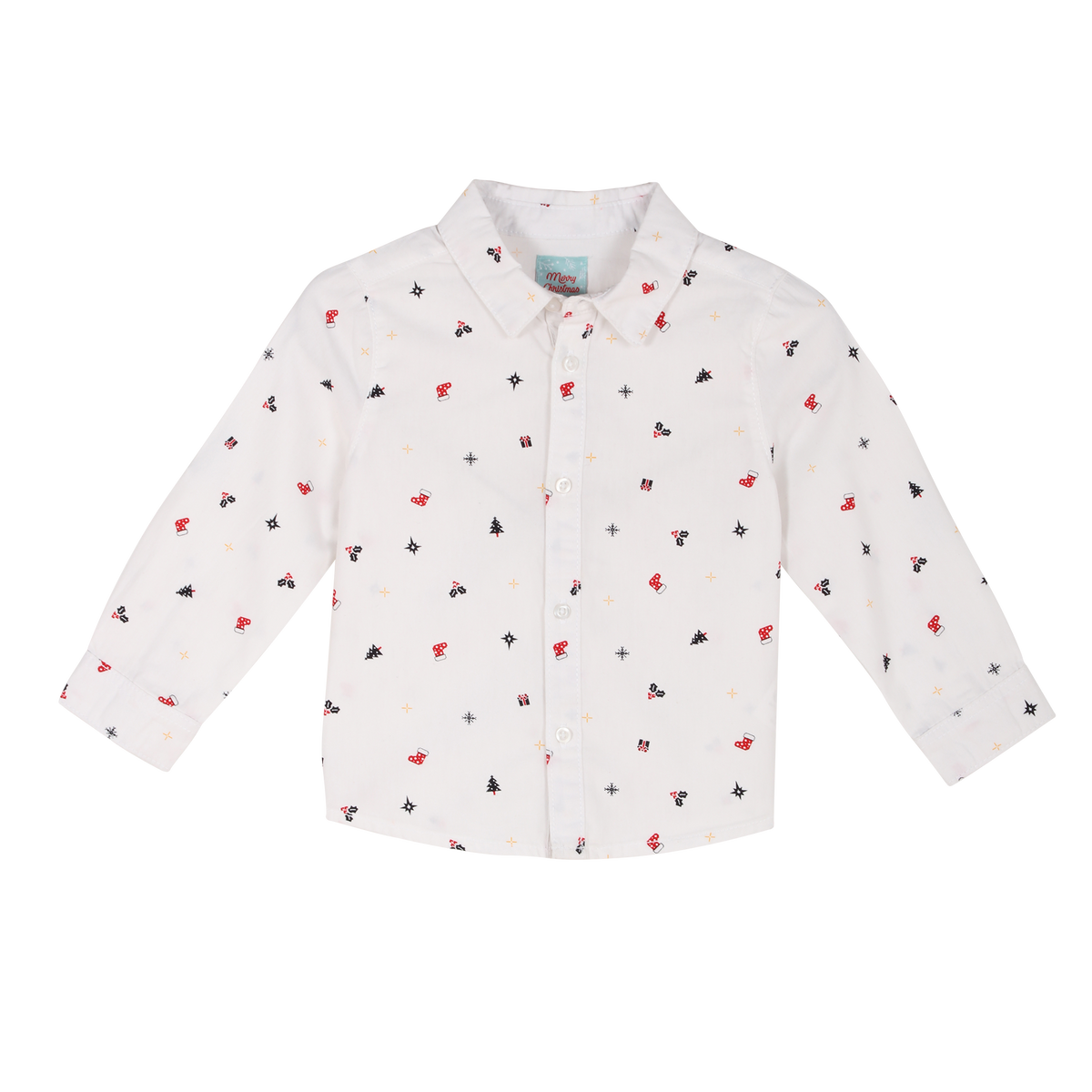 Chemise motifs Noël 3/12 ans - Blanc