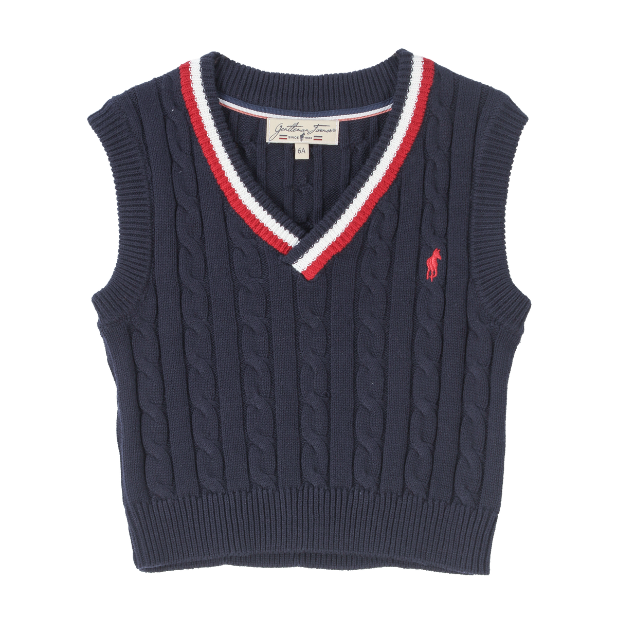 Pull sans manches avec broderie 3/12 ans - Bleu foncé