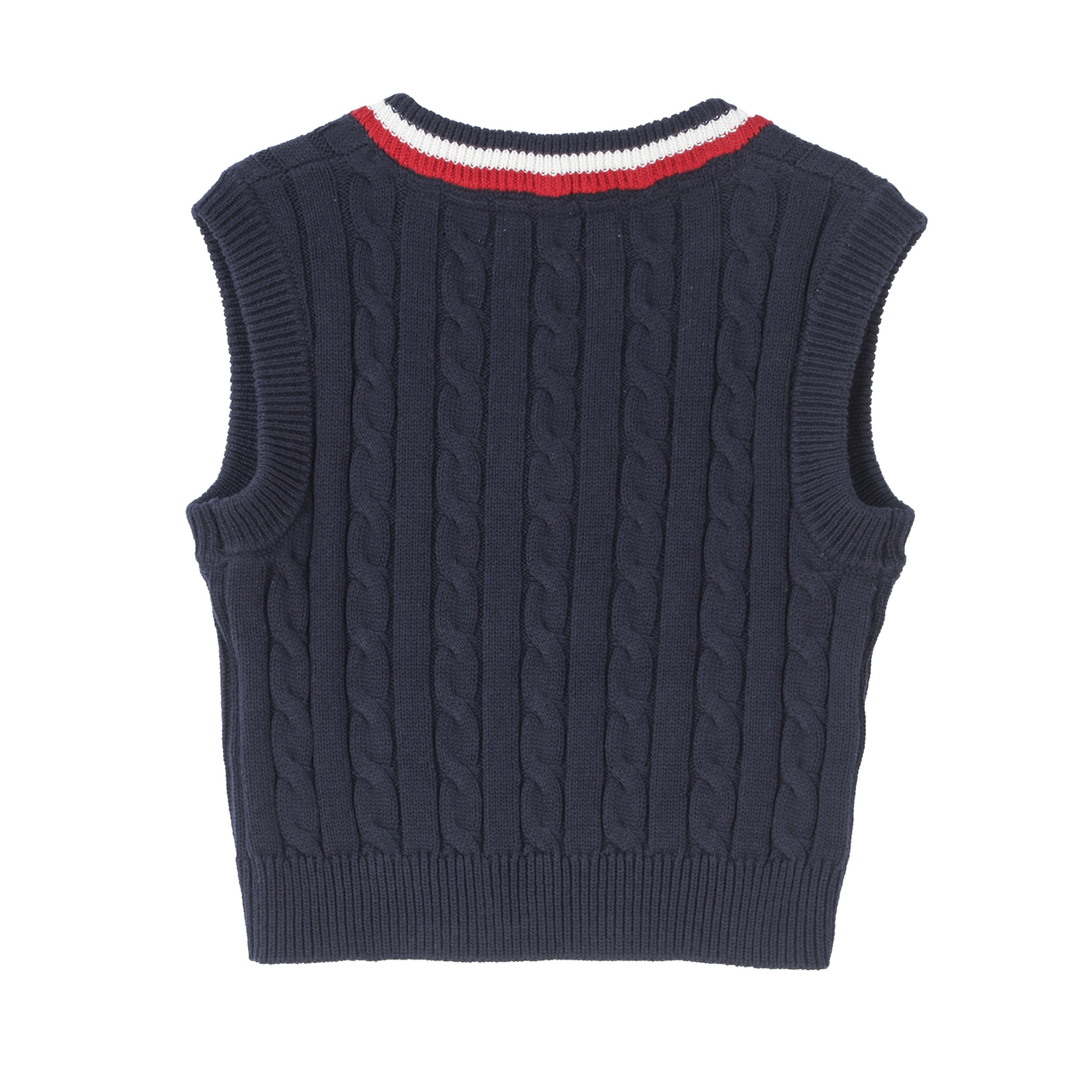 Pull sans manches avec broderie 3/12 ans - Bleu foncé