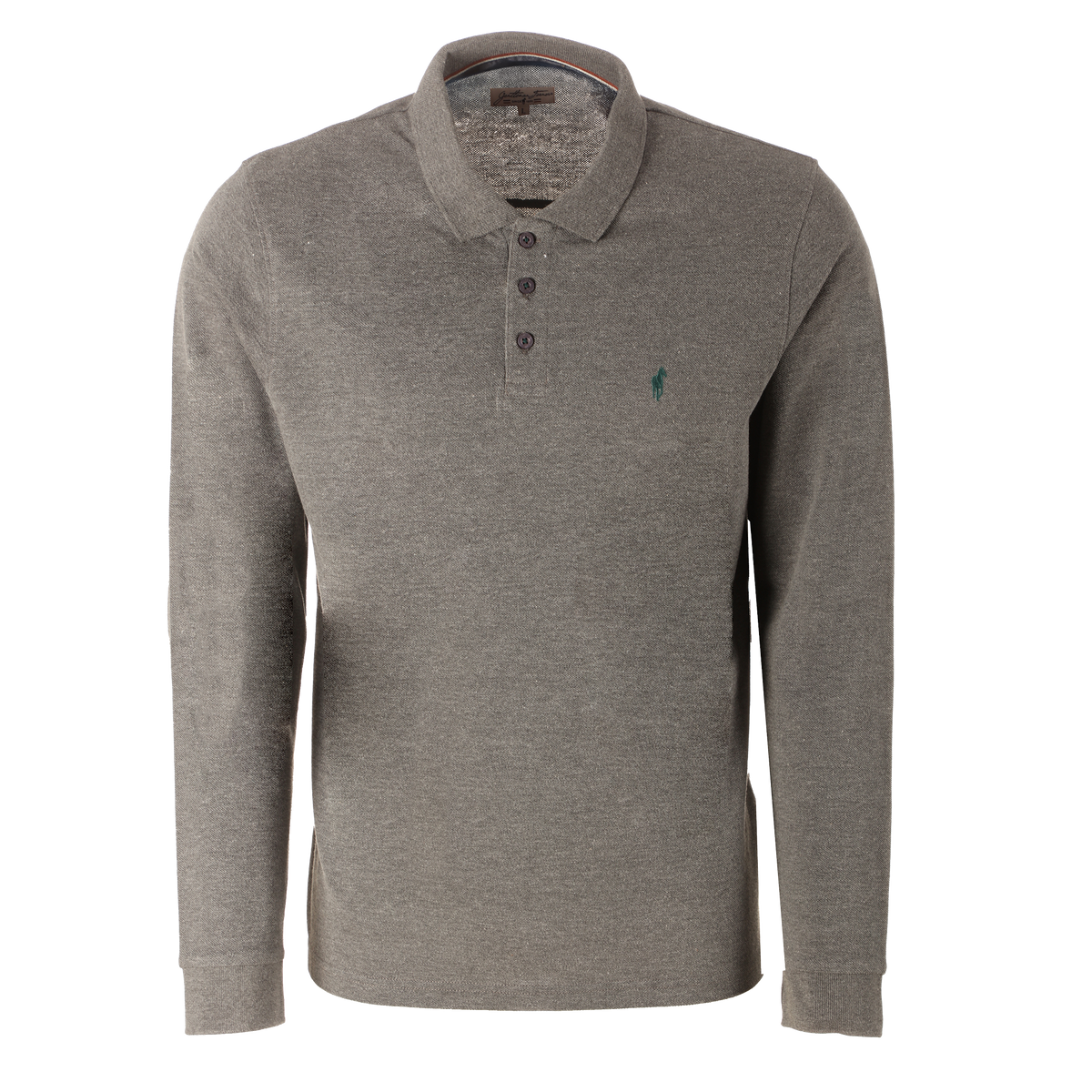 Polo piqué homme manches longues Gentleman Farmer anthracite – tailles S à XXL