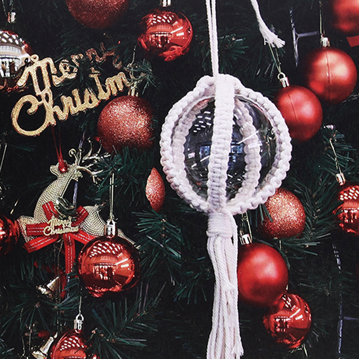 Boule de Noël macramé  - Blanc