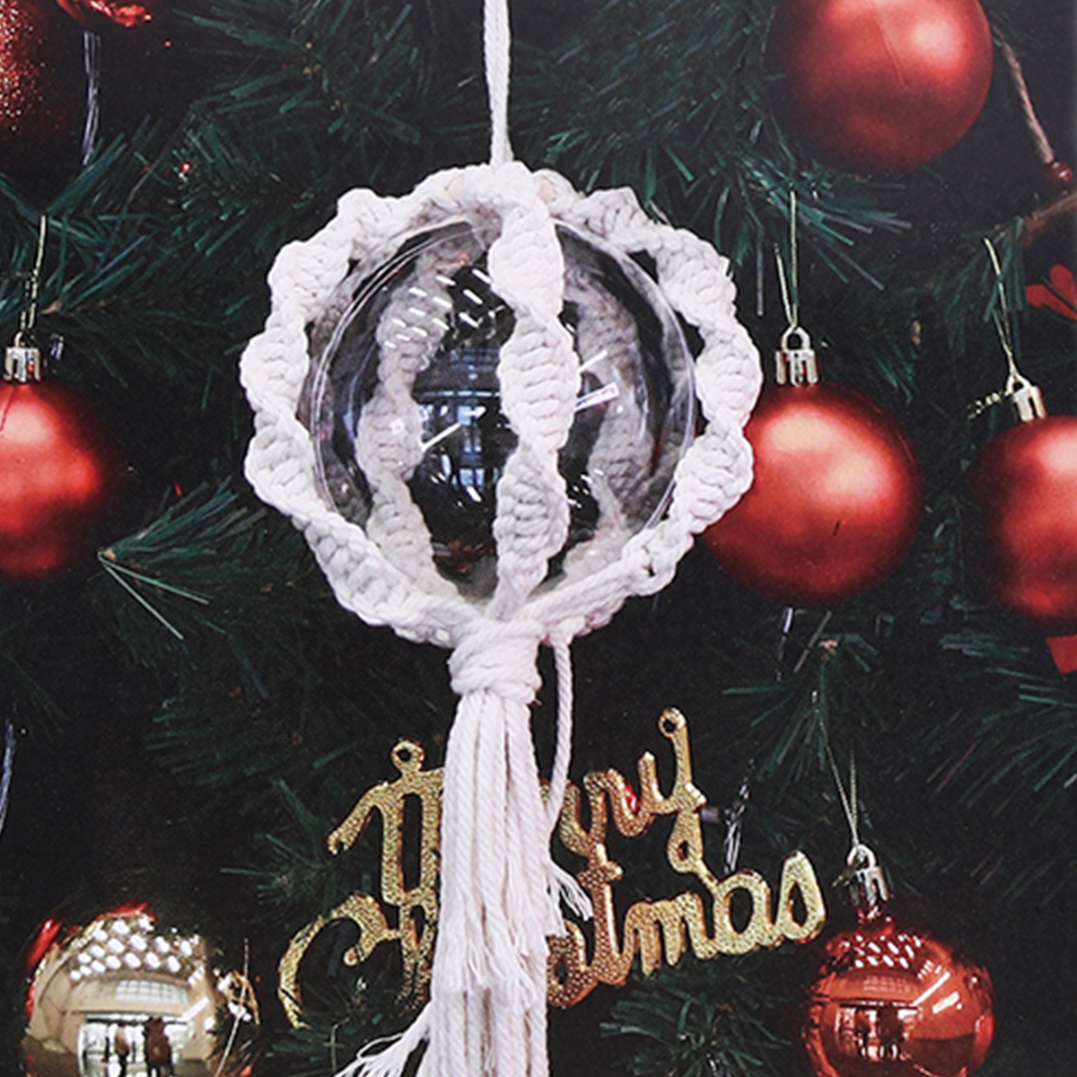 Boule de Noël macramé  - Gris