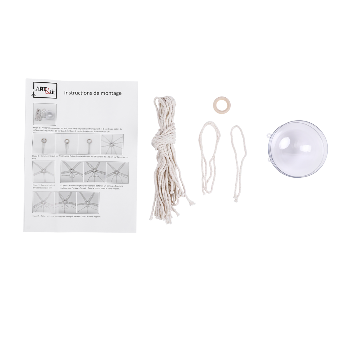 Boule de Noël macramé  - Beige
