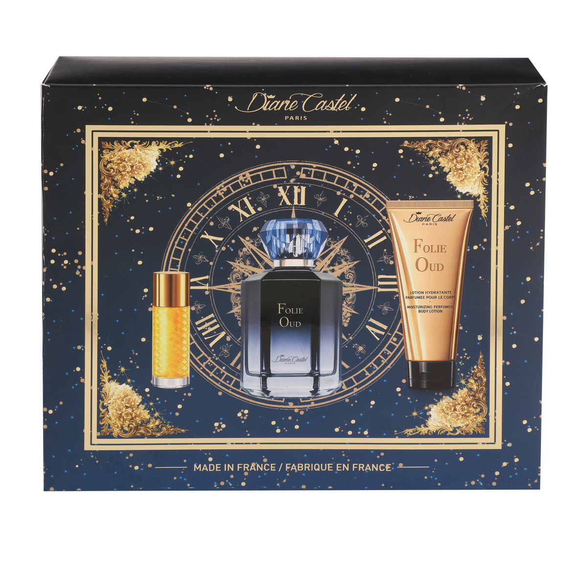 Coffret parfum Folie Oud Diane Castel eau de parfum et lotion corps – 3 pièces