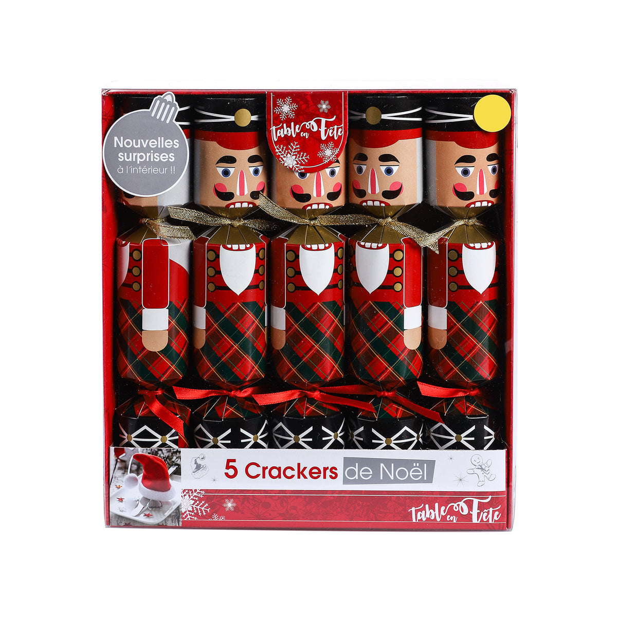 5 crackers de Noël décoratifs  - Or