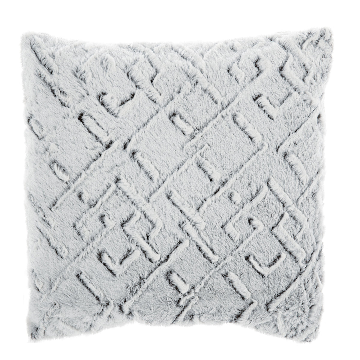 Coussin en fausse fourrure géométrique