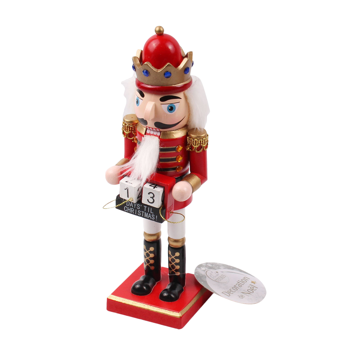 Casse-noisette porte calendrier décoratif 25 cm - Rouge