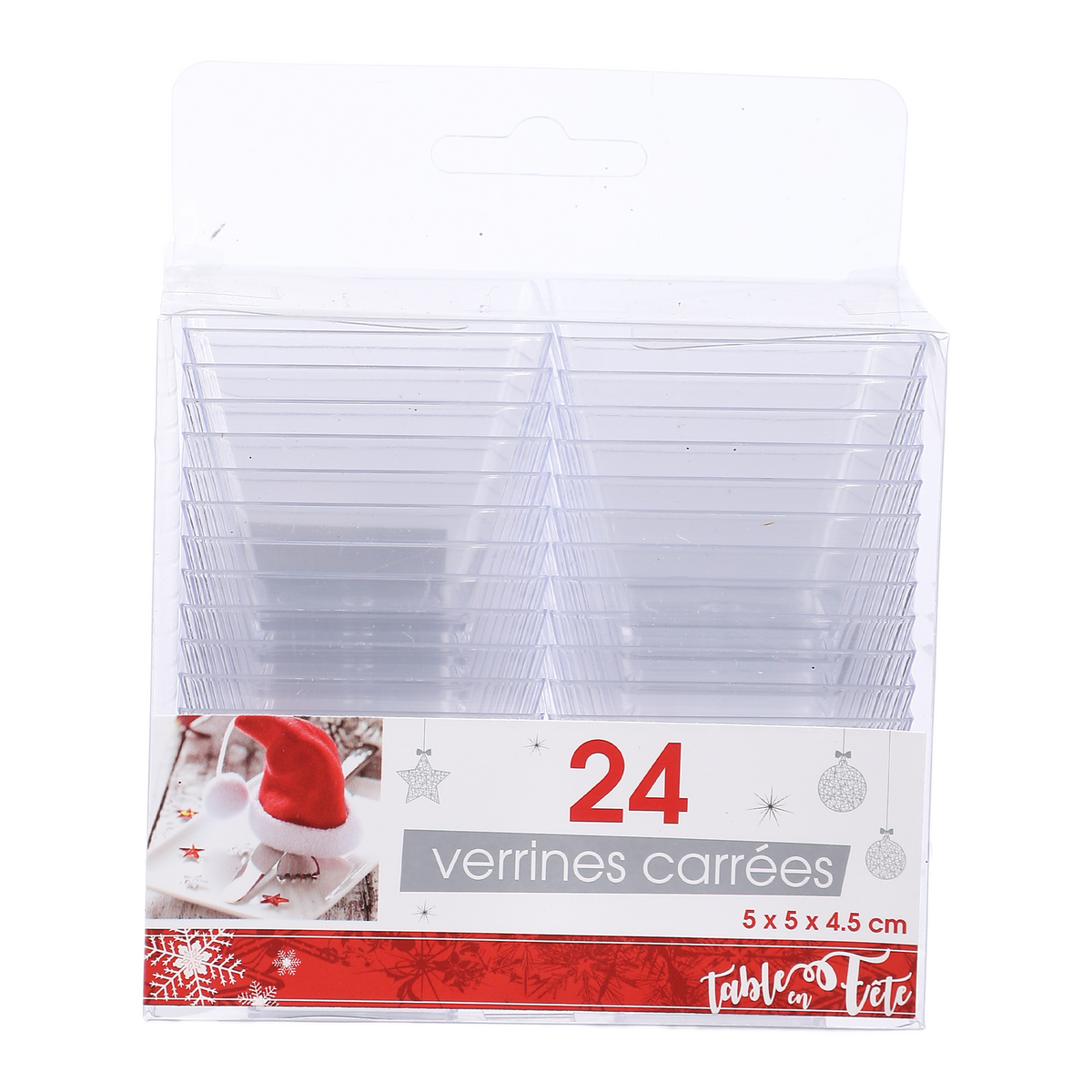 Lot de 24 verrines carrées transparentes 5x 5x4,5 cm
