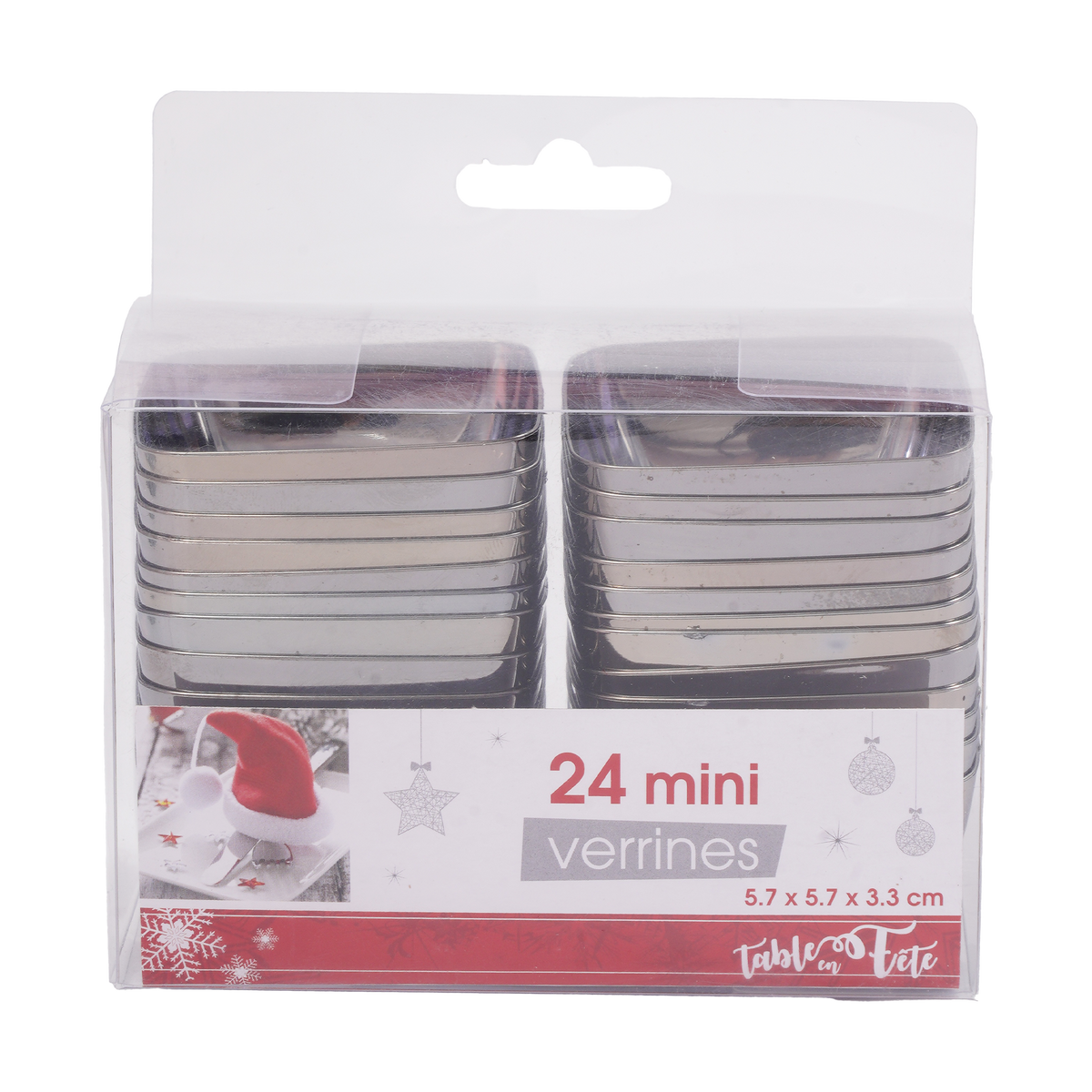Lot de 24 mini verrines en plastique argenté
