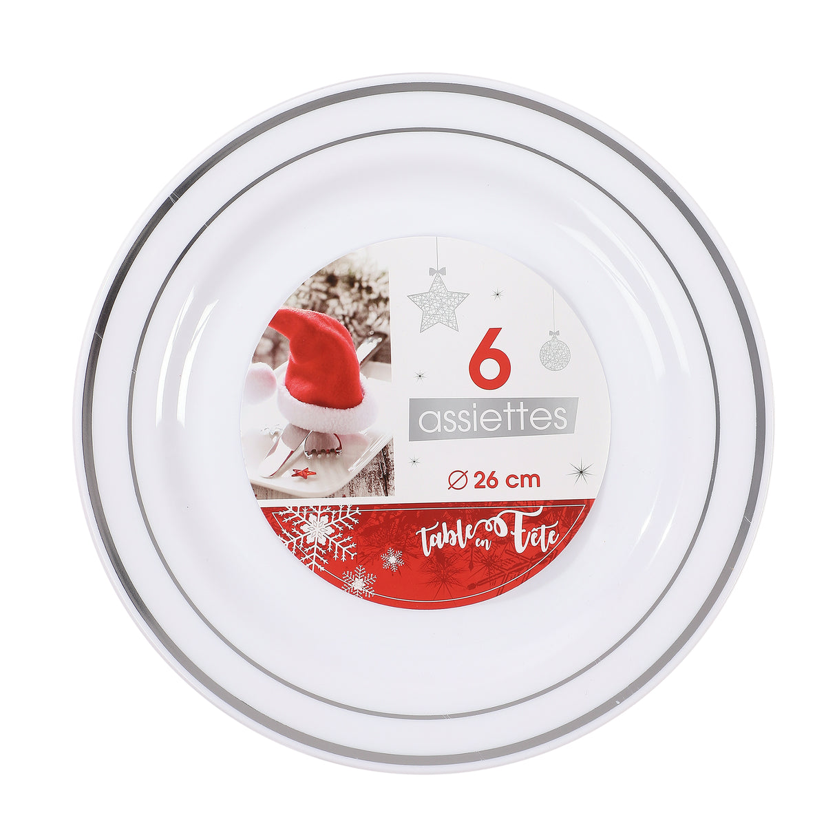 Lot de 6 assiettes blanches liseré 26 cm