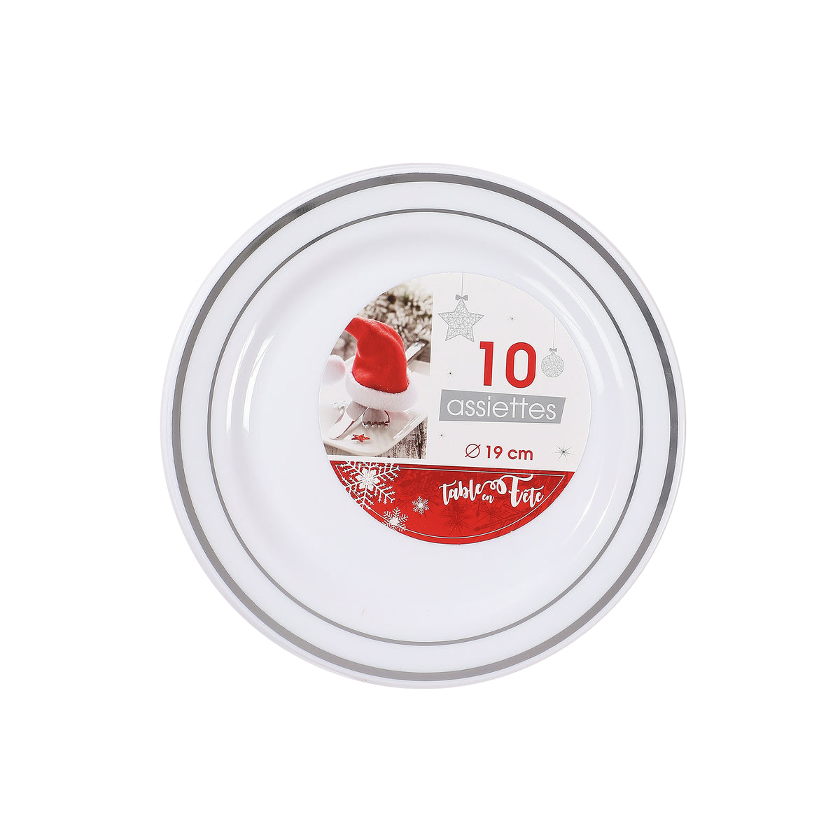 Lot de 10 assiettes blanches liseré 19 cm