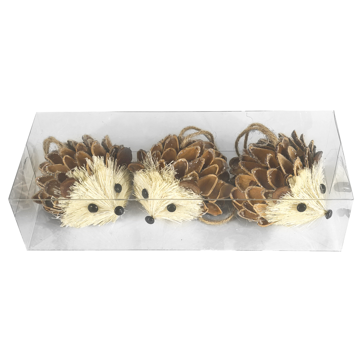Lot de 3 décorations de Noël hérisson en bois