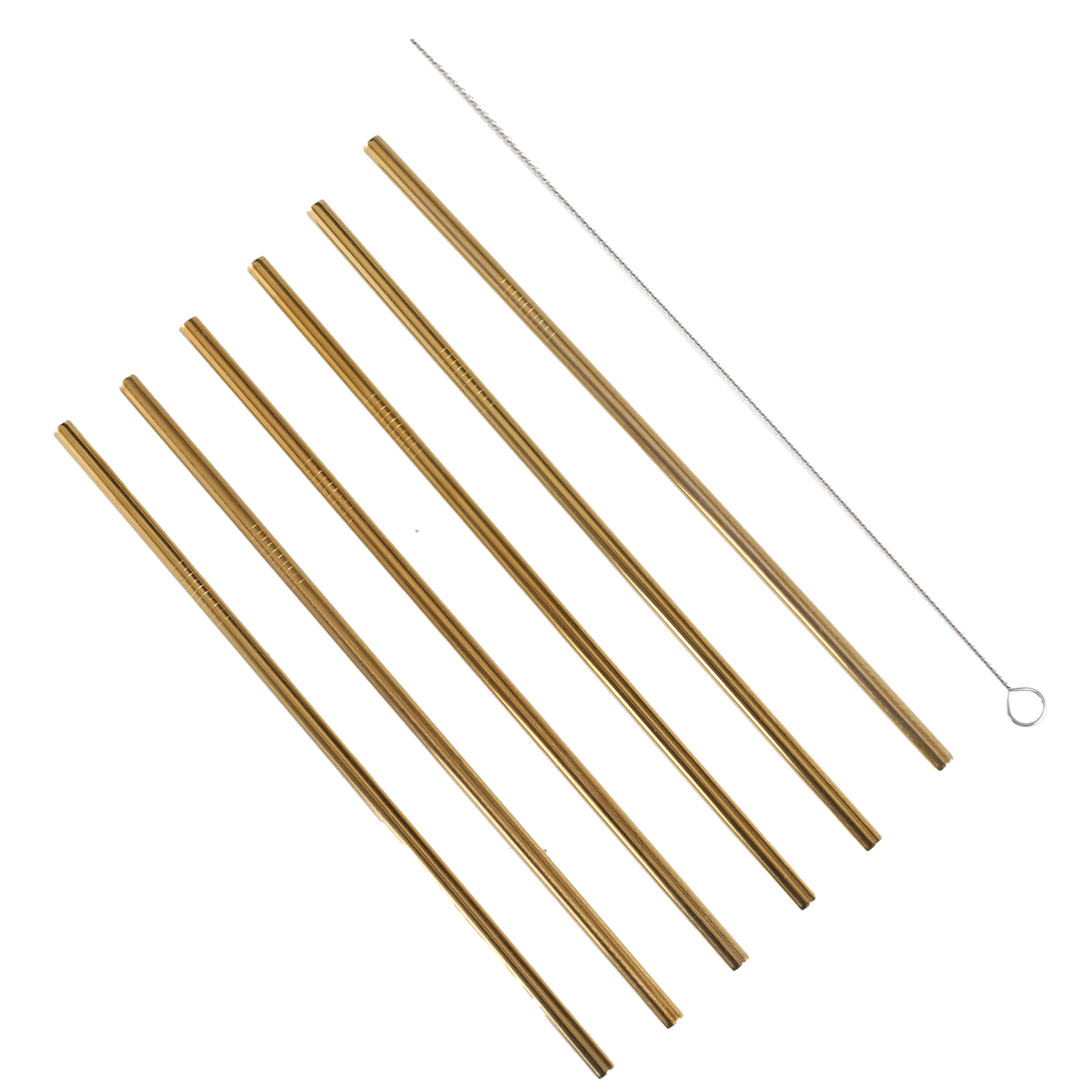 7 pailles dorées en inox