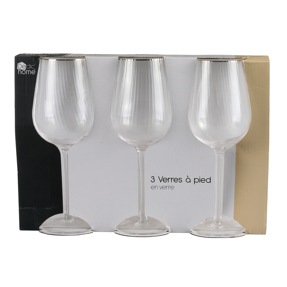 3 verres à pieds bord doré