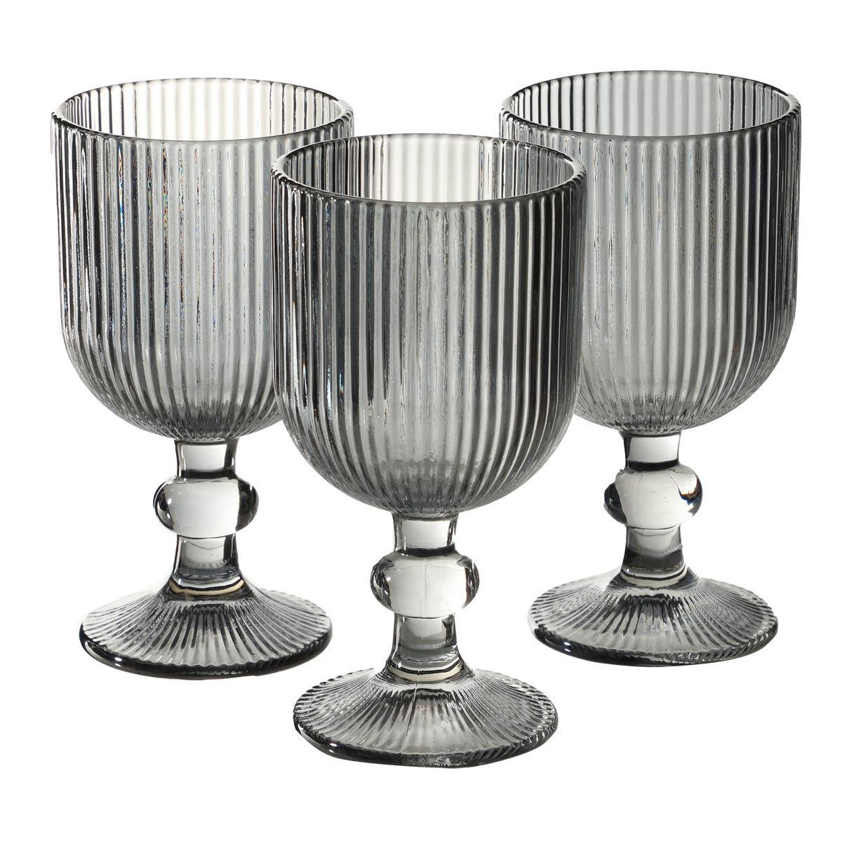 3 verres à pieds striés