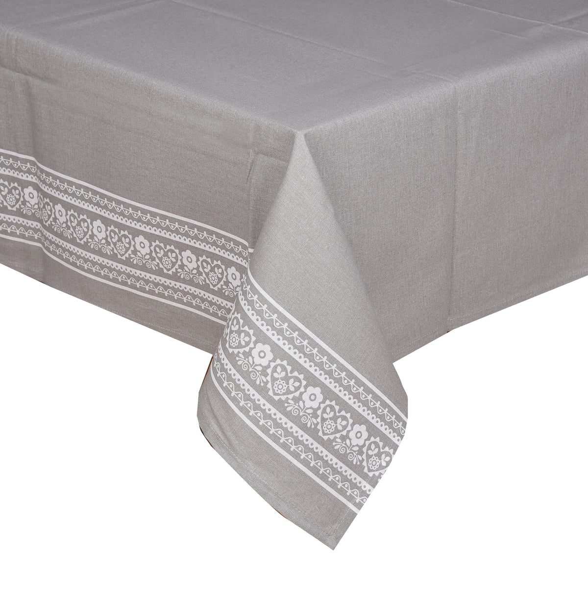 Nappe imprimée cœur Déclic Home 100 % coton – 140 × 280 cm - Marron