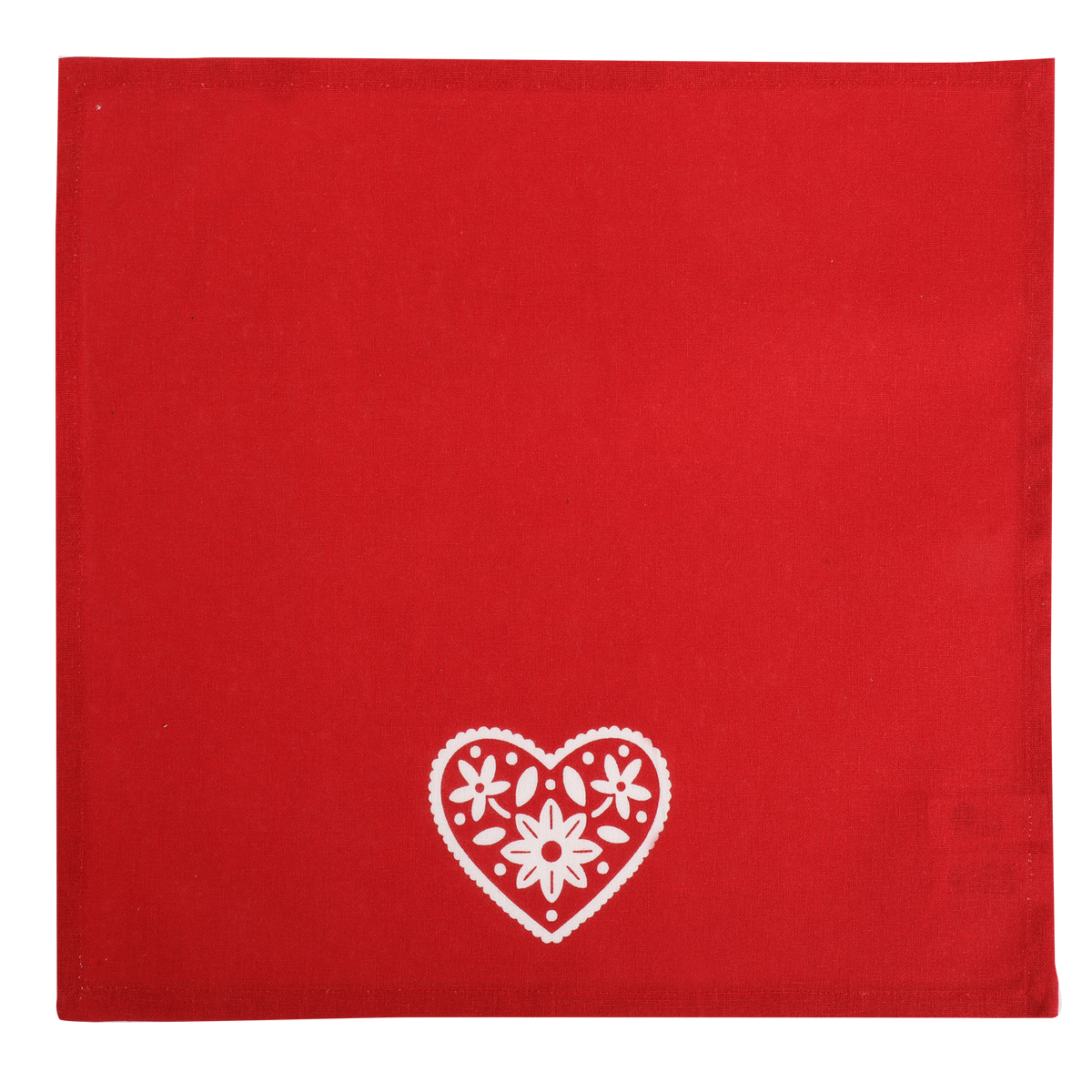 Lot de 4 serviettes brodées cœur Déclic Home 100 % coton – 40 × 40 cm - Marron
