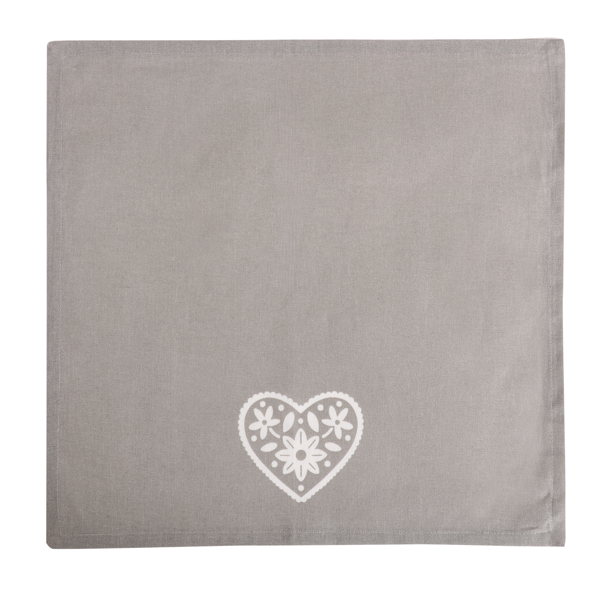 Lot de 4 serviettes brodées cœur Déclic Home 100 % coton – 40 × 40 cm - Rouge