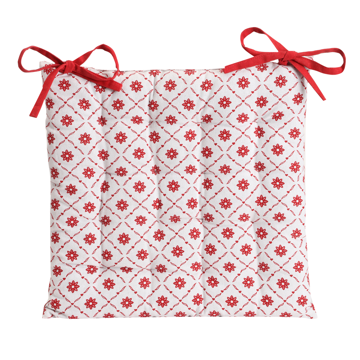 Galette de chaise cœur Déclic Home 16 points – 40 × 40 cm - Rouge