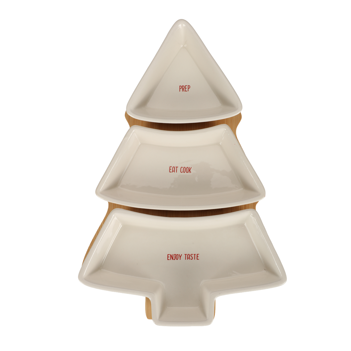 Set aperitif forme sapin en dolomite avec plateau bambou – Cook Keen – 4 pièces – 30 cm