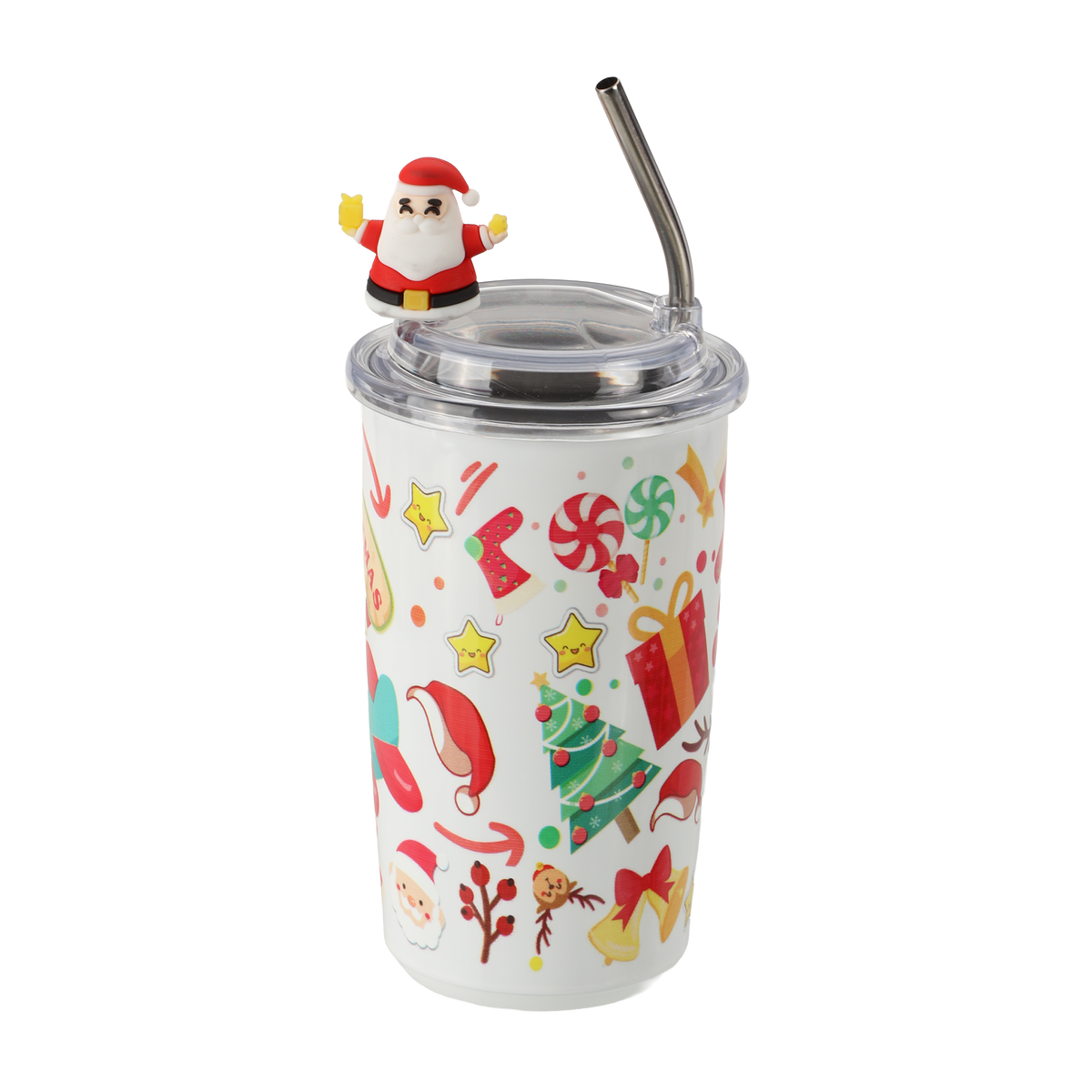 Mug de transport Noël avec paille