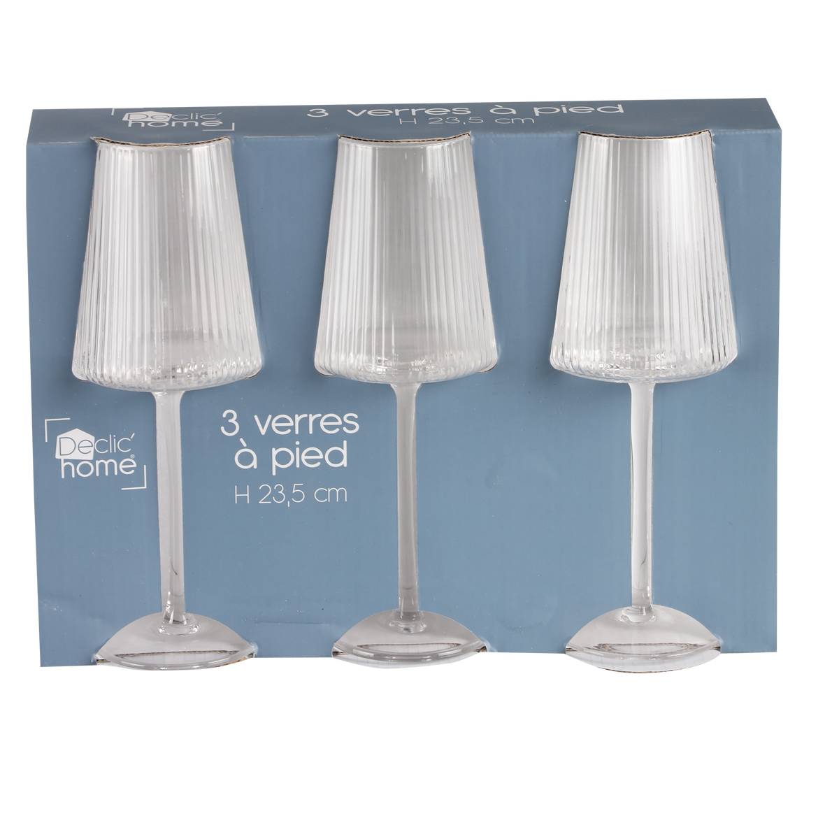 3 verres à pieds striés