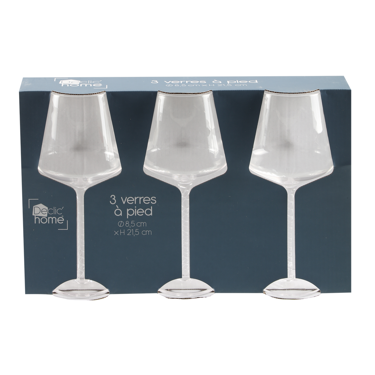3 verres à vin pied torsadé