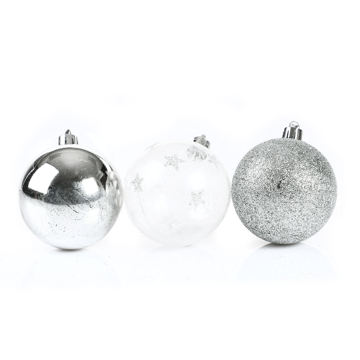 9 boules pour sapin noires/blanches/argentées