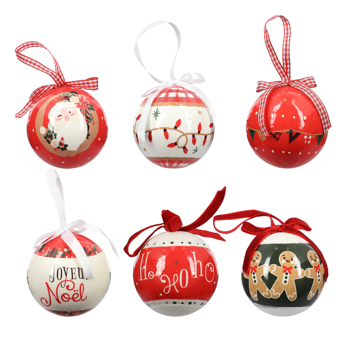 Lot de 6 boules de Noël  - Rouge