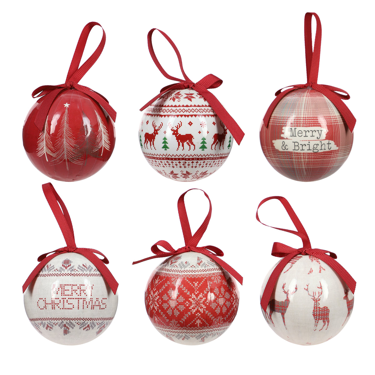 Lot de 6 boules de Noël  - Rose