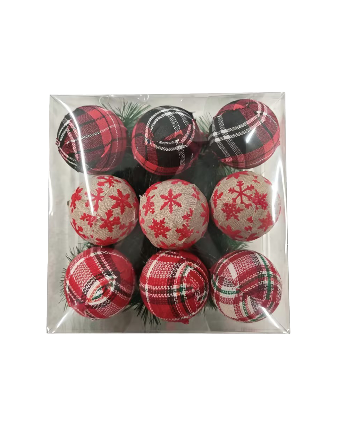 Boule tartan – 9 pièces – 20 × 21 × 8 cm