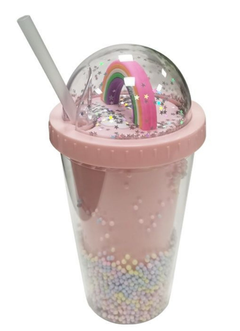 Gourde en plastique avec paille - 450ml